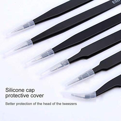6PCS Precision Tweezers Set, Upgraded Anti-Static Stainless Steel Tweezers | For Electronics, Laboratory Work, Jewelry-Making, Craft, Soldering, etc, by kaverme