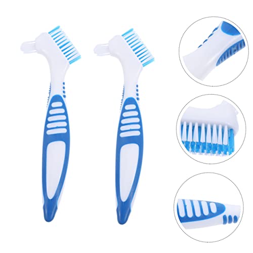 YARNOW 2pcs Turtle Shell Cleaning Brush Double-Headed Design for Dirt Removal Comfortable Non-Slip Handle Aquatic Tortoise Care - color: Blue