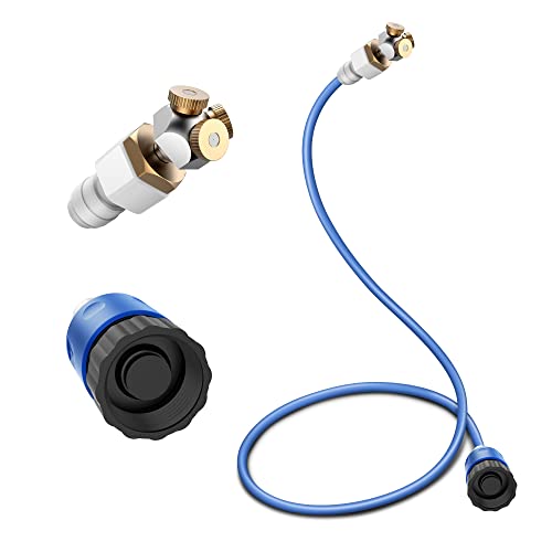 Upgraded Misters for Outside Patio, 3-Way Fine-Mist Leak-Proof Hose Mister Misting System, 6.6FT Patio Mister for Cooling Outdoor, Cobra Mist Stand for Greenhouse Chicken Dog Pool Trampoline - color: Hose Mister Blue