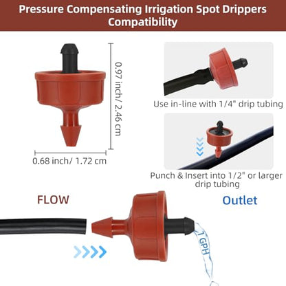 30PCS 1 GPH Pressure Compensating Drip Irrigation Spot Watering Drippers/Emitters, Self-Cleaning Constant Flow Drip Irrigation Emitters Heads Irrigation Drippers Parts for Drip Irrigation System - color: 30PCS, size: 1 GPH