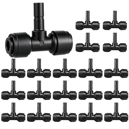 20 Pack 1/4" Push to Connect Fittings Tee Connectors | Reptile Mister System 1/4" Quick Connect Fittings,Reptile Mister Fittings for Aquarium,Vivarium,Irrigation System - size: 20 Pack 1/4" Tee