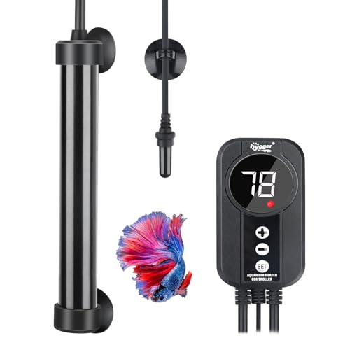 hygger Marine Aquarium Heater 100W,Titanium Heater with Digital LED Controller & Temperature Probe,Submersible Fish Tank Heater with Temperature Calibration,for Saltwater Freshwater Tank 15-20Gallon - size: 100W for 15-20 Gallon