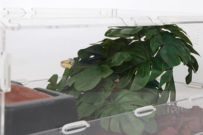 Fake Monstera Reptile Terrarium Plants for Ball Python Snake Gecko | Reptile Artificial Plants, Fits Bearded Dragon Crested Gecko Lizard Frog Tortoise Tank Enrichment - color: A-fake Monstera