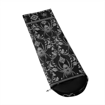 Erosebridal Longhorn Cow Skull Sleeping Bag for Kids Goth Witchy Damask Camping Blanket for Hiking Travel Hunting Sleep Bag - color: Black Giant Spider