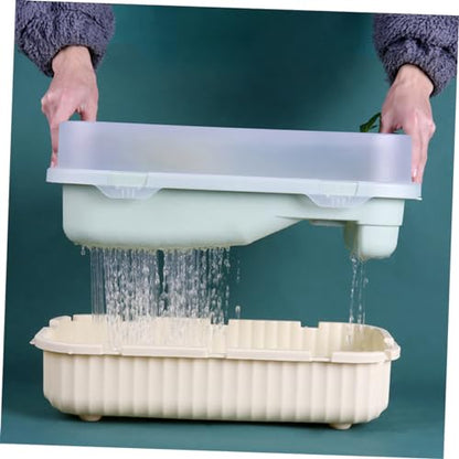 Abaodam Turtle Tank with Basking Platform Dual Use Turtle Habitat Escape-Proof Design with Drainage System