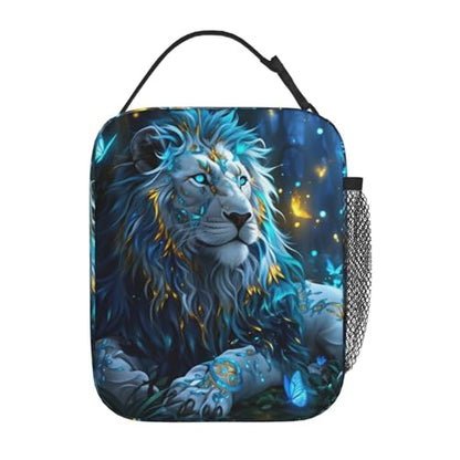 Mystic Blue Lion Adult Insulated Lunch Bag, Portable Thermal Cooler Tote With Pockets, Durable Polyester Lunch Box With Handle For Work, Office, Travel - color: Style 4