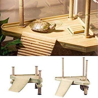 Aramox Turtle Pier Floating Basking, 8 x 6X 7'' Floating Reptiles Floating Pier with Ramp Ladder