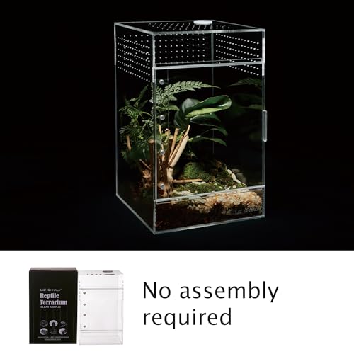 Acrylic Terrarium for Reptiles & Spiders – Small/Medium/Large Leak-Proof Enclosure (Horizontal/Vertical) | Ideal for Tarantulas, Jumping Spiders, Frogs & Geckos(Large, Vertical) - size: Large