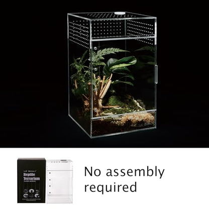 Acrylic Terrarium for Reptiles & Spiders – Small/Medium/Large Leak-Proof Enclosure (Horizontal/Vertical) | Ideal for Tarantulas, Jumping Spiders, Frogs & Geckos(Large, Vertical) - size: Large
