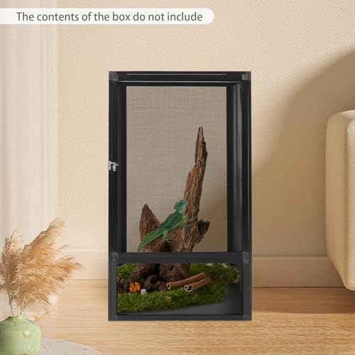 Reptile Terrarium Cage, Reptile Tank Mesh Ventilation Durable Aluminum Frame Easy Assembly Micro Habitat Terrarium Enclosure for Chameleons Lizards/Iguanas Snakes Small Animals
