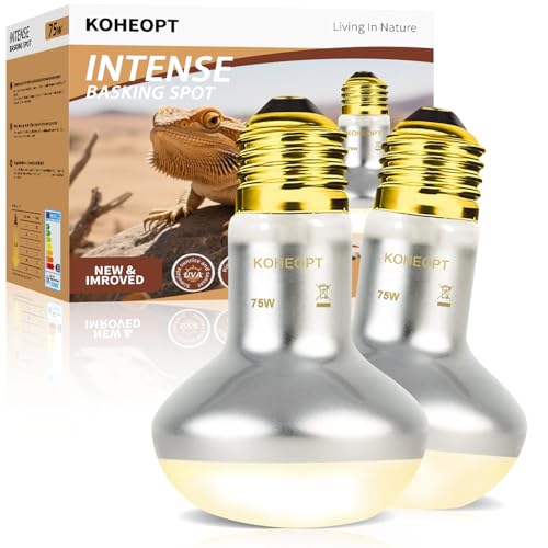 Reptile Heat Lamp 75W,(2 Pack) Heat Emitter UVA Heat Lamp Bulb,Intense Basking Spot Simulated Natural Sunlight Heating Lamp Bulb,Fit E26 Pet Lighting fixtures,for Bearded Dragon, Lizard