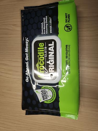 Crocodile Cloth Original Heavy-Duty Hand & Tool Wipes, 12 Packs, 600 Count | Multi-Surface, Water-Based, Safe on Skin, 15" x 10"
