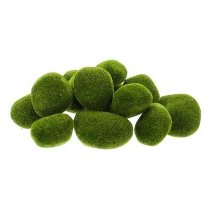 jojofuny 13pcs Artificial Stone Decoration Faux Balls for Decoration Fake Moss Sphagnum Terrarium Preserved Home Accessories Ornament Fairy Garden Decor Moss Stone Green Foam