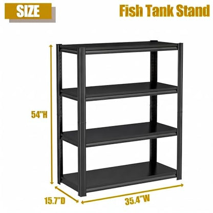 Fish Tank Stand Aquarium Stand, Heavy Duty Metal Shelving Unit with Storage Shelf, 4-Tier Adjustable Utility Shelf for 20 Gallon Fish Tank, Reptile Stand, Garage Shelving for Home Office,Modern Black - color: Black-fish02