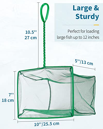 Pawfly Aquarium Fish Net with Braided Metal Handle Square Net with Soft Fine Mesh Sludge Food Residue Wastes Skimming Cleaning Net for Fish Tanks Small Koi Ponds and Pools - style: 10 Inch