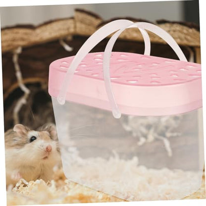 Mipcase 2pcs Small Pet Carriers Plastic Hamster Cages and Turtle Containers Medium Size Pink Portable Outdoor Travel Reptile Boxes for Hamsters and Small Animals