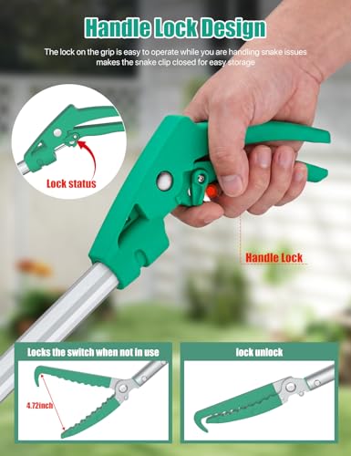 Snake Grabber Tool,78" Professional Snake Tongs for Rattlesnake | Heavy Duty Reptile Tongs Extra Long with Wide Jaw Handling Tool