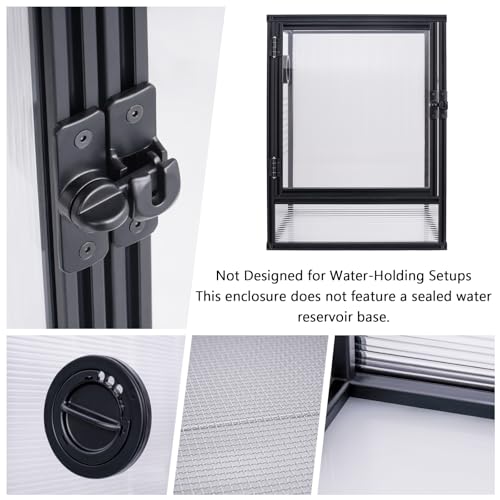30 Gallon 18x18x24 Tall Terrarium, Aluminum Frame Gecko Tank with Clear Ventilated PC Panels, Mesh Top, Locking Door for Crested Gecko Chameleon