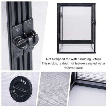 30 Gallon 18x18x24 Tall Terrarium, Aluminum Frame Gecko Tank with Clear Ventilated PC Panels, Mesh Top, Locking Door for Crested Gecko Chameleon