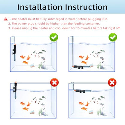 HiTauing Aquarium Heater 25W/50W/100W/200W/300W, Adjustable Knob Fish Tank Heater with Digital Thermometer, Submersible Betta/Turtle Tank Heater for Freshwater and Saltwater Tanks - size: 50W for 5-10 gallon