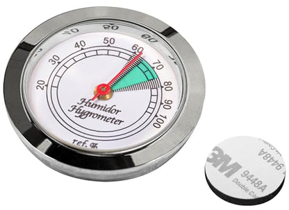 Medium Round Analog Hygrometer Humidity Gauge for Humidors - Color: Chrome - color: Chrome