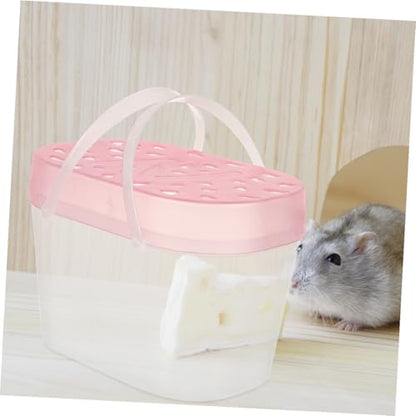 Kisangel 2pcs Portable Hamster Carriers and Plastic Reptile Containers Medium Size Pink Handheld Travel Cases for Small Pets Outdoor Use