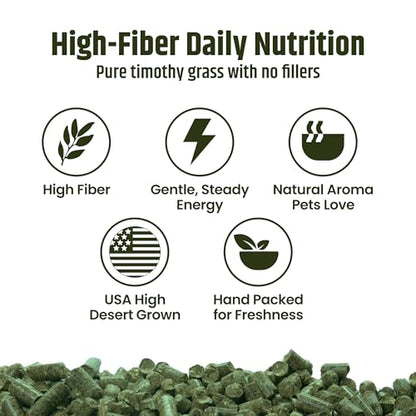 High Desert Timothy Hay Pellets for Small Pets, Natural Timothy Pellets for Daily Feeding, Rabbits, Chinchillas and Guinea Pigs Food, Balanced Fiber for Digestive Health, Small Pet Supplies, 15 oz Bag | Compressed Grass Fiber Formula, Supports Healthy Dig
