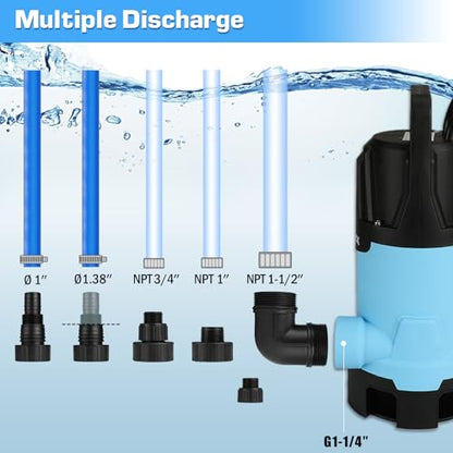 KITLUCK Submersible Water Pump, 1-1/4HP 4500GPH High Flow Sump Pump with Float Switch, 23ft Power Cord, Portable Utility Water Pump for Swimming Pool, Garden Pond, Flood Basement, Tub Water Removal - style: 1-1/4 Submersible Pump
