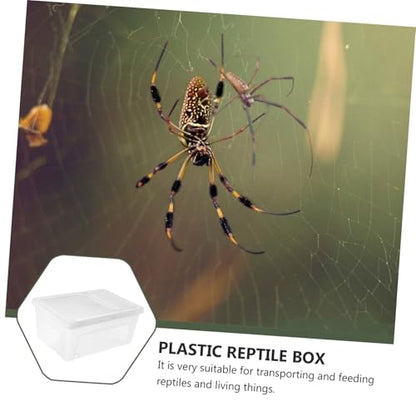 UPKOCH 1pc Transparent Plastic Reptile Box for Spider Scorpion Gecko Snake Tortoise Case with Ventilation for Transport and Feeding of Pets White