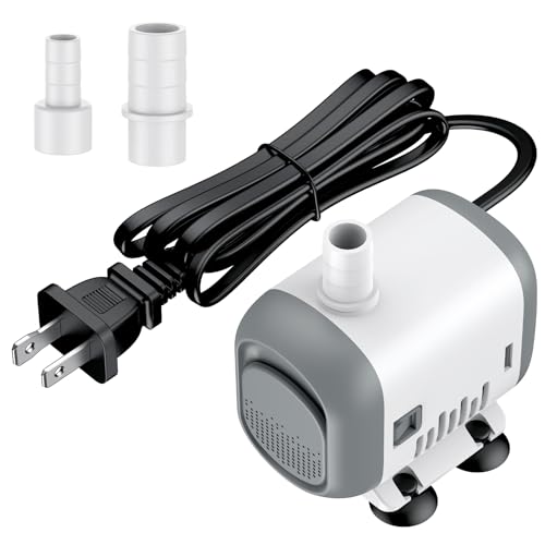 Pawfly Small Fountain Pump, 240 GPH Submersible Water Pump for Fountain, 12 W Mini Water Pump with 3.9 ft. High Lift, Quiet Water Fountain Pump for Aquarium Fish Tank & Waterfall - size: 240 GPH