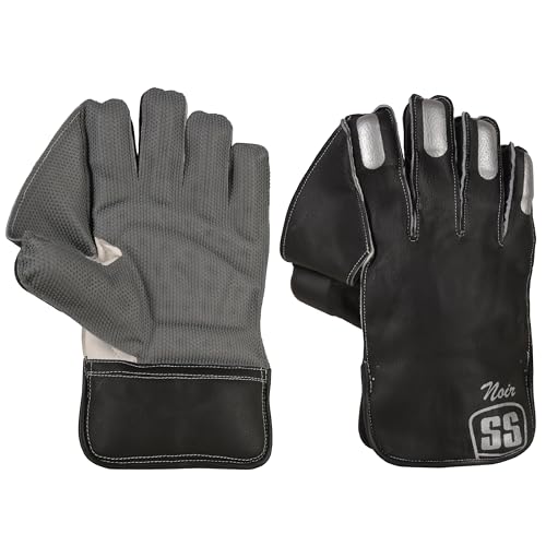 SS Noir Premium Cricket Wicket Keeping Gloves and Inner Gloves Included Combo - Youth Size, (Color Choice - White or Black)
