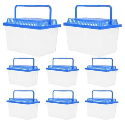 Mikikit 8pcs Portable Reptile Terrarium Boxes with Handle Large Plastic Tortoise Enclosure Spider Feeding Container for Home Travel Use