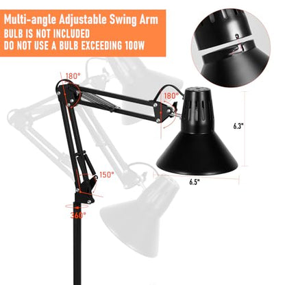Reptile Heat lamp Reptile Light Fixture with Heat Lamp Stand | Height Range from 15.7inch to 74.3inch with 360°Adjustable Swing Arm for Bearded Dragon Turtles Snake and Chicks - size: 15.7-74.3 inches (with Lampshade)