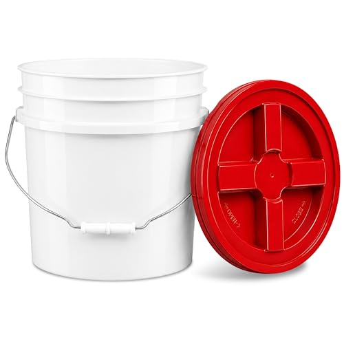 3.5 Gallon Bucket, Food-Grade w/Lid, BPA-Free, Red, 1 Pack | Airtight Gamma Seal Screw-On Lid, Heavy-Duty 90 Mil HDPE Plastic, Food Safe and Durable Container, Bulk Storage, Made in USA - color: Red, size: 1 Pack