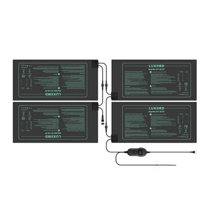 LUXBIRD 4 Pack Seedling Heat Mats with Digital Thermostat Controller, 10" x 20.75" Waterproof for Seed Starting, Germination, Hydroponics, Brewing, Breeding, Greenhouses (LB-HT04) - size: 4 Pack-10x20.75