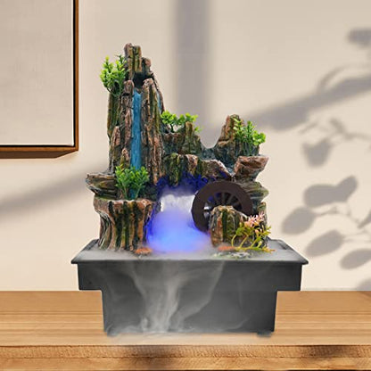 Indoor Fountain Rockery Tabletop Fountain with an Atomizer Elaxation | Water Feature Meditation Desktop Fountains for Home Office Decor or Gift 7.9''L x 7''W x 10.6''H with LED Light