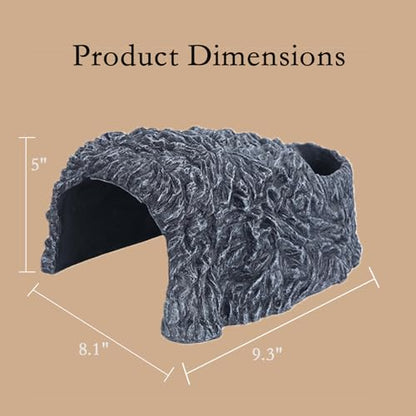 Extra Large Reptile Hideouts Cave, Resin Tortoise Hide Cave, Rock Basking Habitat Decor for Bearded Dragon, Leopard Gecko, Snake, Turtle, Lizard, Frog, Terrarium Aquarium Hideout(Large Size) - size: 9.3 x 8.1 x 5 inch