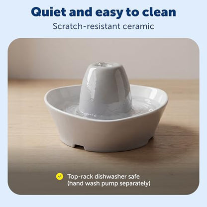 PetSafe Creekside Ceramic Pet Fountain, 60 Oz, Extra Filters | 60 Oz Capacity, Whisper-Quiet Flow, Includes 12 Extra Carbon & 2 Extra Foam Filters, Dishwasher Safe, Cats & Small Dogs - style: Fountain + 12 Carbon Filters + 2 Foam Filters