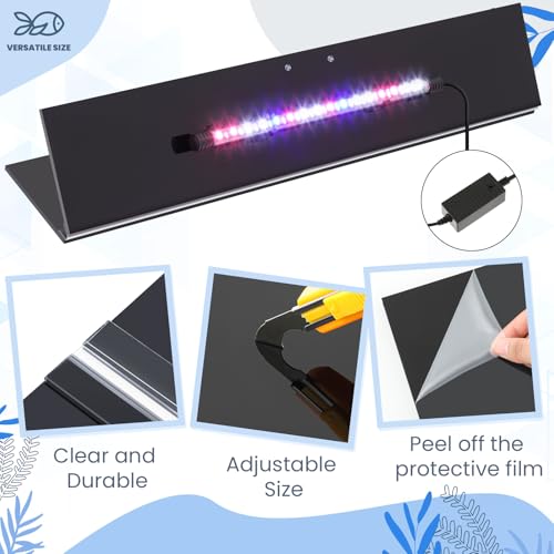 Sieral Aquarium Lids Polycarbonate Canopy with LED Light 2 Pcs Set 22.95 x 11.5 x 0.12 Inch for 33/40/55 Gallon with Center Brace Aquariums Cover Fish Tank Lid with a Hook Knife, Black - color: Black, size: 48 x 13 Inch