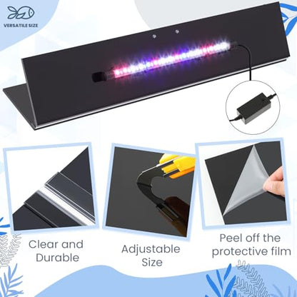 Sieral Aquarium Lids Polycarbonate Canopy with LED Light 2 Pcs Set 22.95 x 16.61 x 0.12 Inch for 75/90/110 Gallon with Center Brace Aquariums Cover Fish Tank Lid with a Hook Knife, Black - color: Black, size: 48 x 18 Inch
