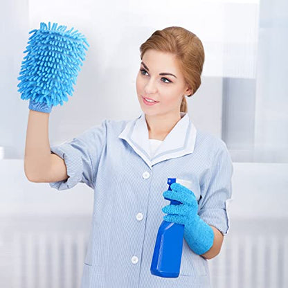 Potchen 6 Pcs Microfiber Dusting Mitt Gloves for Plants Washable Dusting Gloves for House Cleaning Furniture Car Washing - color: Blue, Green