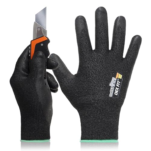 DEX FIT Level 5 Cut Resistant Gloves Cru553 Prime - 3D-Comfort Fit, Firm Grip, Thin & Lightweight, Touchscreen Compatible, Durable, Breathable, Machine Washable; Black XS (6) 1 Pair - color: Prime Black, size: X-Small