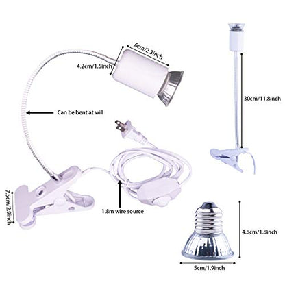 Reptile Heat Lamp UVA UVB Light Bulb, 360° Rotatable Dimmable Heating Lamp - color: White
