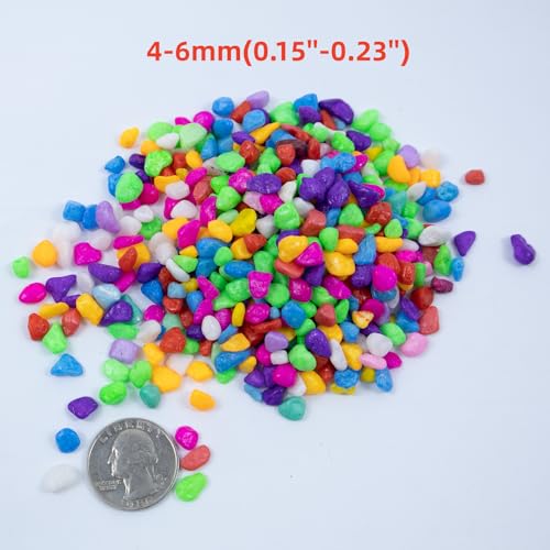 Colored Aquarium Gravel,Colorful Pea Gravel,Garden Rocks,Decorative Stones Rocks for Fish Tank,Aquarium,Fairy Garden Decor,Planters,Vase Fillers,Landscaping,1 Pound (Mixed Color, 4-6mm) - color: Mixed Color, size: 4-6mm