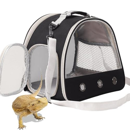 Bearded Dragon Travel Carrier,Lizards Carrier, Small Animal Travel Carrier for Sugar Glider Hedgehog Rat Parrot Bird Guinea Pig, Portable Guinea Pig Travel Bag for 2 - color: Black