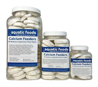 Calcium Feeders Extra Thick Medium-Large Shells... 90ct Large Jar | Extra Thick Shells, For Shrimp, Snails, Crabs, Crayfish, Hermit Crabs, For Tropical Fish - size: 90 Count (Pack of 1)