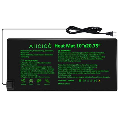 AIICIOO Seedling Heat Mats 10"x 20.75" Warm Hydroponic Heating Pad for Indoor Gardening, Seed Starting Germination, Greenhouse, Brewing - size: 10"x20.75" 1 Pack