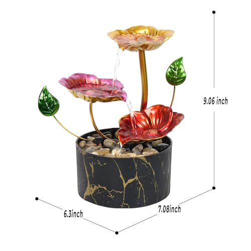 Desk Fountain Indoor Waterfall Fountain Flowers Themed 3-Tier Tabletop Fountain Home Decor Soothing Sound Machine(Galsang) - style: fantasy of cosmos