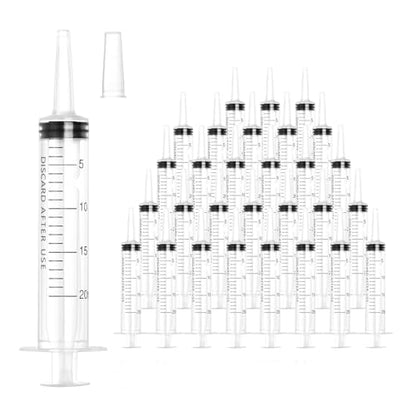 20ml Plastic Syringe with Cap, Large Syringes without Needle for Liquid, Scientific Labs, Measurement, Pet Feeding ,Ink Refilling ,Oil or Glue Applicator, Individually Wrapped (30 Pack) - style: 20ml