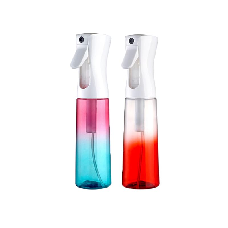 (2 Packs) Hair Spray Bottles, Continuous Water Mister Spray Bottle Empty for Hairstyling, Skin Care, Cleaning and Plant Spraying, 300ml/ 10 Oz (RED+BLUE) - color: Red,Skin